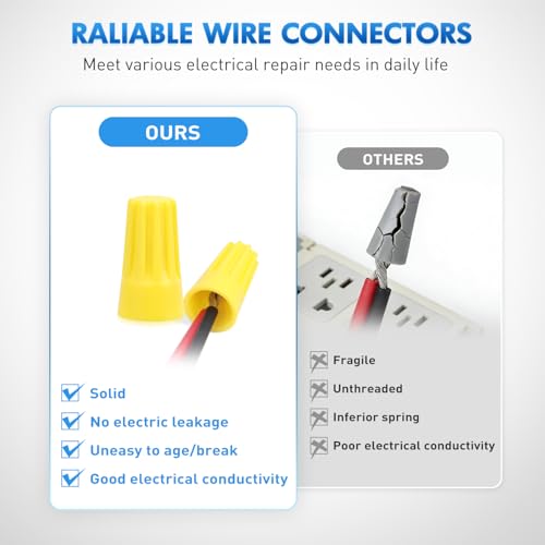 Image of Nilight 120PCS Yellow Wire Connectors Kit 16-14 AWG Electric Wire Caps Insulating Insert Twist Electrical Wire Terminal with Spring for Connect Electrical Wiring Automotive Car Truck Boats Marine