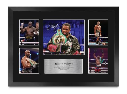 Cartel de autógrafos firmado Dillian Whyte recuerdos de boxeador enmarcado A3