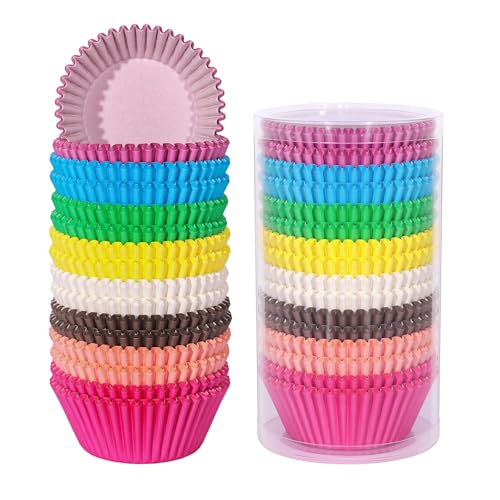 SKIDEC Rainbow Standard Cupcake Liners 400 Count Colorful Paper Baking Cups Disposable Cupcake Wrappers for Holiday and Party Baking Supplies