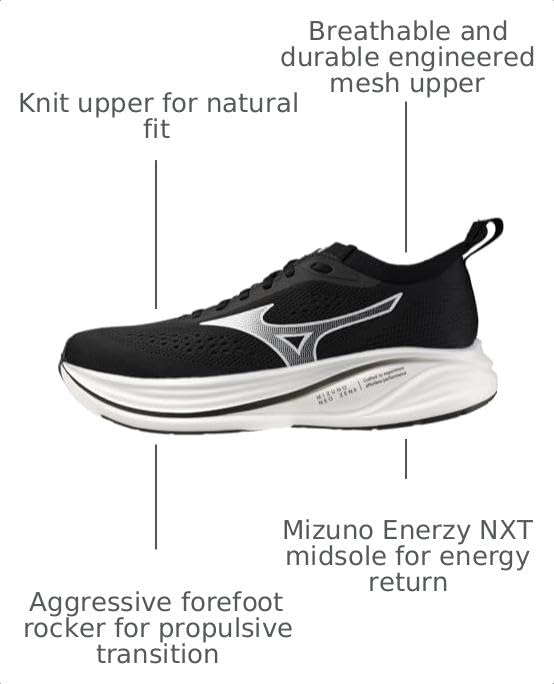 Mizuno Men's Neo Zen 2 Running Shoes, Black-White, US Mens 10 by Mizuno - Used condition - Image 2
