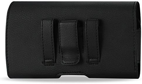 Samsung Galaxy Note 3 Note III N9000 (All Carriers) Premium Leather Pouch Carrying Case With Belt Clip / Belt Loops Holster (Color - Black, Fits Samsung Galaxy Note 3 with a thin cover on) + Stylus Pen
