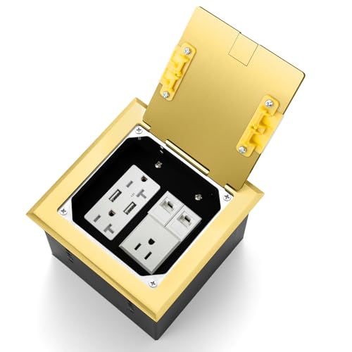 Vagueior ���ߍ��݌^�t���b�g�B���t���A�d�C�R���Z���g�{�b�N�X�L�b�g�A�X�e�����X�X�`�[���J�o�[�A2×2×20A+ 1×15A���Z�v�^�N���R���Z���g�A+2×5V/4.8A USB�|�[�g+2×RJ45�|�[�g�AUL�F�؁A�S�[���h