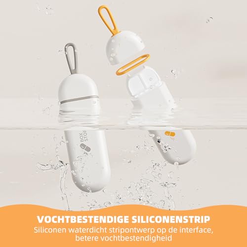 OFIDUS Reispillenorganizer, 3 Cellen Draagbare Pillendoos met Siliconen Draagkoord, Zakpillendoos met Vochtbestendige Strip, Kleine Medicijndoos Voor Kantoor, Reis, Sportschool (Oranje) - Afbeelding 4