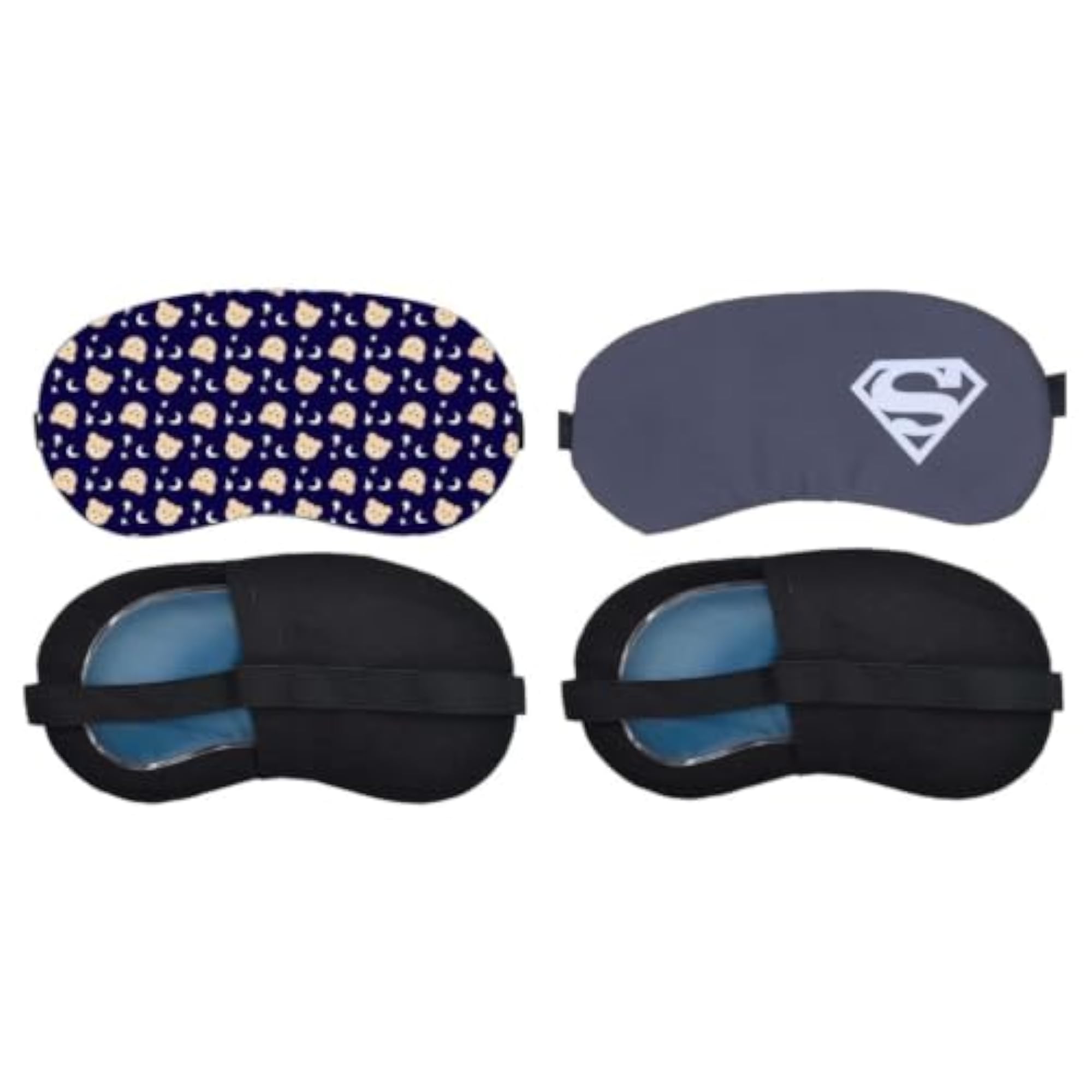 Navy Blue Diamond Print Sleep Mask, Combo Pack of 2