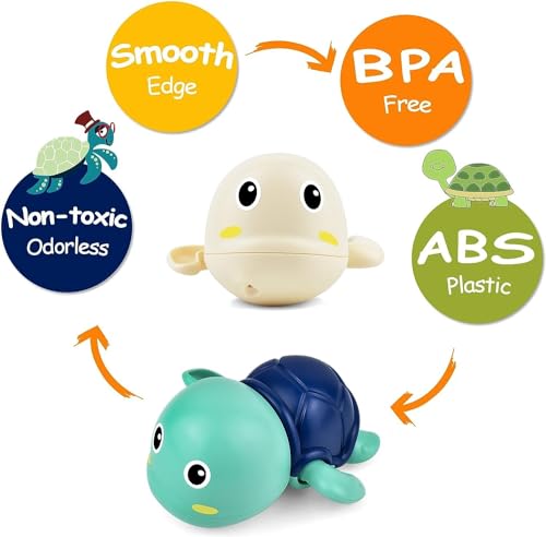 Image of New BathToys for New Born Baby Swimming Turtle Toddlers 1-3, Floating Wind Up Toys for 1-5 Year Old Boy Girl Bathtub Water Toys, Preschool Toddler Pool Toys