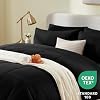 CozyLux Queen Size Comforter Sets Black & Beige 7 Pieces Bed in a Bag Set Beige, Bedding Sets Queen with All Season Quilted Comforter, Flat Sheet, Fitted Sheet, Pillowcases