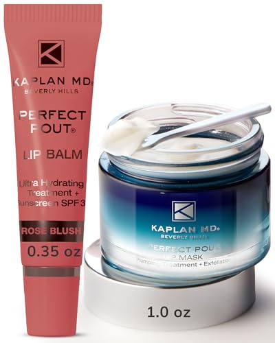 KAPLAN MD Perfect Pout Lip Mask & SPF 30 Lip Balm Duo – Hydrating Treatment with Hyaluronic Acid – Lip Mask (1 oz) + Pink Peony Balm (0.35 oz)