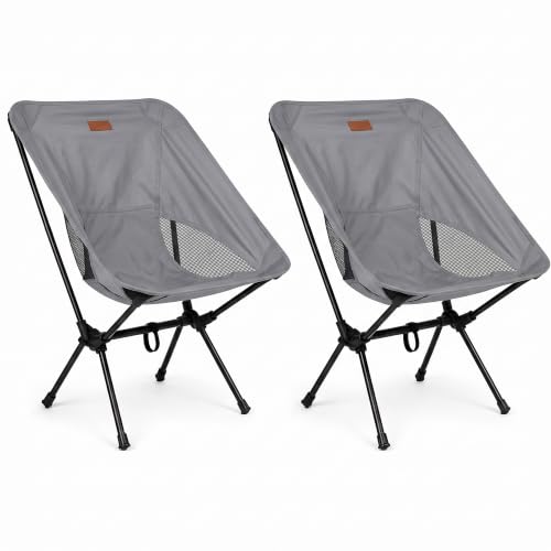 HomlyPro Folding Camping Chair, Pack of 2 - Compact & Lightweight Outdoor Chair for Adults, Comfortable Sitting, Ideal for Garden, Beach, Picnic, and Adventures (Grey)