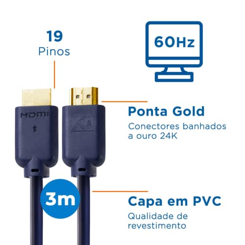 CABO HDMI 2.0 4K 3D 19 PINOS - 3 METROS