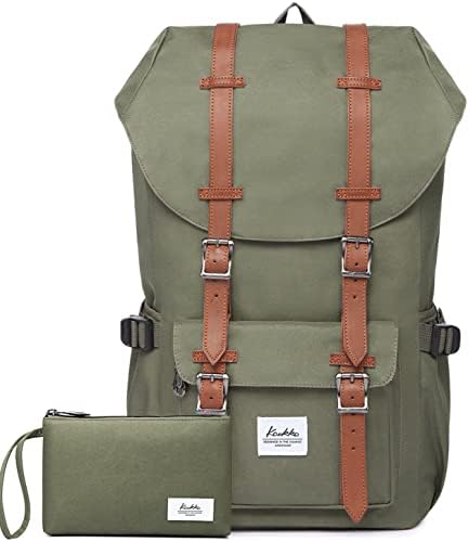KAUKKO Laptop Backpack Travel Outdoor Weekend Bag Carry on Daypack Stylish and Durable Rucksack Hiking Backpack Fits 15.6"(5green[2pcs])