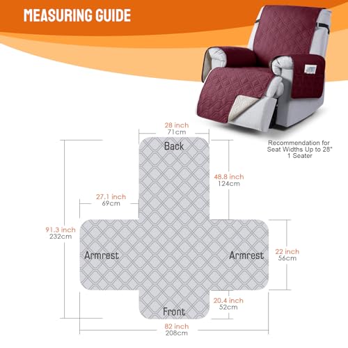 Image of VANSOFY 100% Waterproof Recliner Chair Covers, Recliner Cover Non-Slip Dog Chair Cover Furniture Protector Washable Slipcover with Pocket, Elastic Straps for Pets, Dogs(Burgundy, 28 inch)