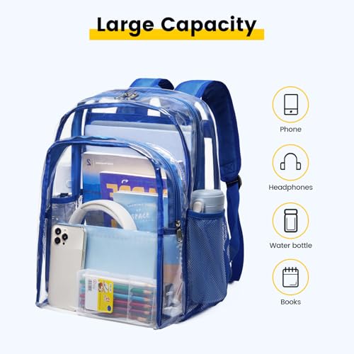 Image of Vorspack Clear Backpack for School, 16 inch Large Clear Bookbag