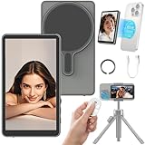 Magnetic Phone Vlog Selfie Monitor Screen - Back Camera Selfie Monitor - 1080P Display can Wirelessly Connect to Mobile Phones - Rear Camera Selfie Screen with Remote Controller(Grey)