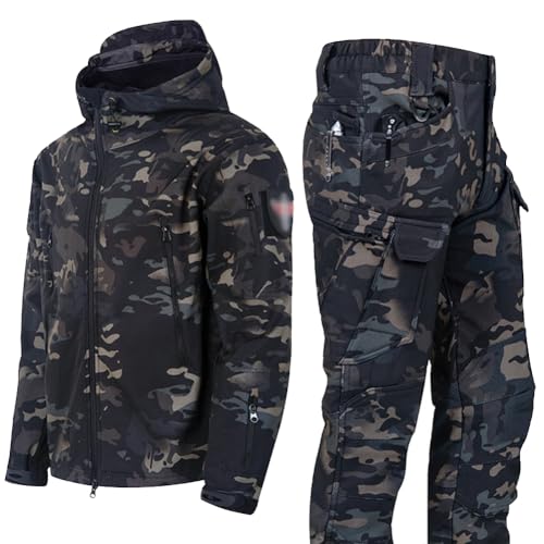 SimidunEUR Homme Tenue de Uniforme Militaire Camouflage Imperméable – Ensemble Veste et Pantalon Tactique, Souples pour le Combat, le travail, la pêche, la chasse et l'escalade,Camouflage 4,XL