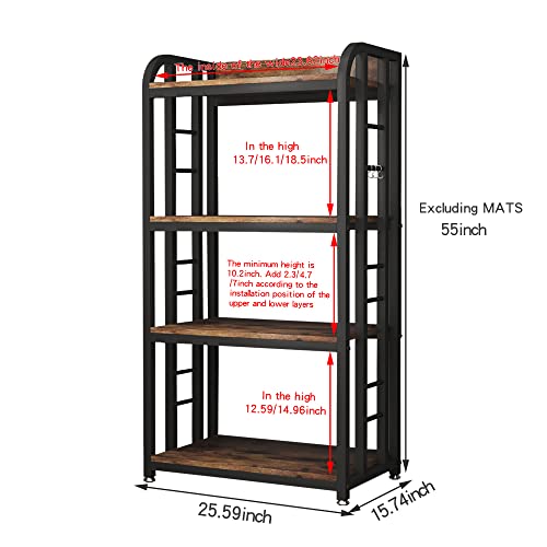 Lovemanxi 4-Tier Kitchen Baker's Rack , Free Standing Microwave Oven Stand Utility Storage Shelf Island Coffee Bar For Living Room, Home Office（Rustic Brown）, (Xishk-X12) #TOP1