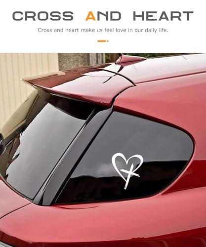 SCUARI 8.7\'\'×6\'\' Car Stickers,Car AccessoriesLove Heart Cross Vinyl Sticker Automotive Decals,Decals for Vehicles,Automotive Decoration,Applied to Bumpers,Windows,Trunks of Cars,Trucks,Van,SUV