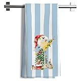 Nipil Christmas Dirty Martini Kitchen Towels, Gifts for Martini Lovers Dish Tea Towels, Blue Striped Xmas Tree Cocktail Decorative Hand Towel for Kitchen Bar Cart Pub Lounge, 16x24 Inch