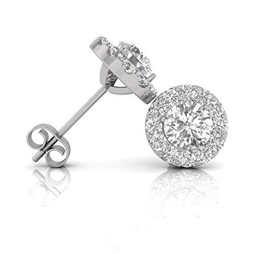 TimeLess Classics Women's Natural Halo Diamond Stud Earrings Available in 14K White and Yellow Gold (1/2 Carat TW - 1 Carat TW) - Jewelry For Her2