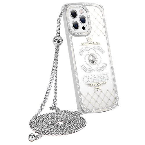 Yesunktt For Iphone 14 Pro Max Luxury Bling Diamond Crossbody Case, Good Luck Stylish Adjustable Chain For Women And Girls,White #TOP5