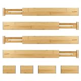 CozyVenient Adjustable Bamboo Drawer Dividers for Clothes, Kitchen Utensils, Office Desks, Bathroom