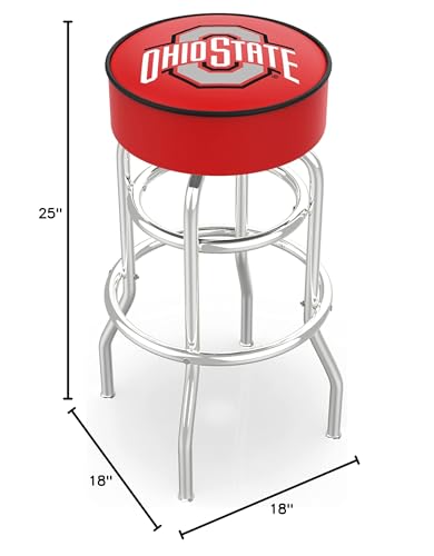HBS L7C1 Ohio State 25\" Double-Ring Swivel Counter Stool with Chrome Finish - Thumbnail 2
