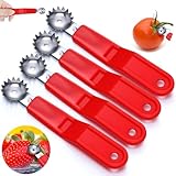 LemonRoad 4 Pcs Tomato Corer Tool Strawberry Huller Stem Remover Stainless Steel Tomato Strawberry Top Remover Practical Kitchen Corer Tool Fruit and Vegetable Baller Dessert Preparation Salad Making