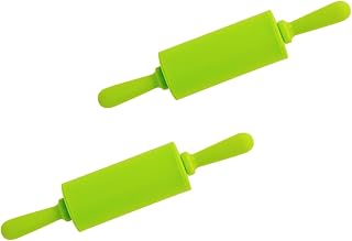 Hemobllo 2 piezas Rodillos para Amasar de Silicona y Plástico Antiadherentes Herramienta de Escultura para Manualidades y Cocina Color Verde Aptos para Repostería