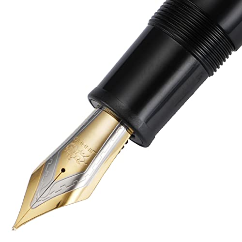 Erofa Jinhao X159 Fountain Pen #8 Medium Nib, Black With Golden Clip Acrylic Big Size Writing Pen #TOP7