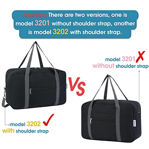 Narwey 20L Ryanair Handgepäck 40x30x20, Klein Sporttasche Faltbare Reisetasche Handgepäck Tasche Flugzeug für Damen, Travel Bag Weekender Herren (Schwarz)