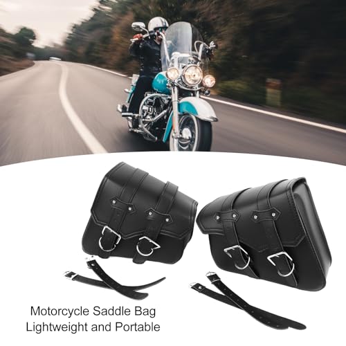 Alforjas de motocicleta de cuero sintético negro, 2 piezas de gran capacidad, impermeables, con correas ajustables, bolsas rígidas para herramientas deportivas universales miniatura 2