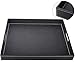 HofferRuffer Ostrich PU Leather Rectangular Decorative Serving Tray with Handles for All Occassion's, Black, 17.7 x 13.8 x 2 inches