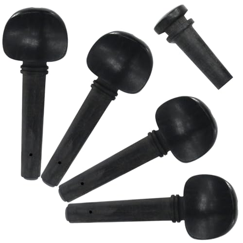 Piutouyar 4 Pcs Violin Tuning Pegs with Endpin Parts, Ebony Violin Fine Tuners Pegs Replacement Set for 4/4 Size Violins Fiddle