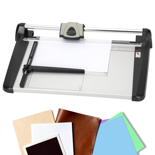 Rotary Paper Trimmer, 15 Sheet Capacity Commercial Grade Paper Cutter,Automatic Clamp, Black & Silver,360mm(14.17