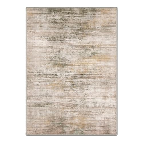 Image of BEIMO Area Rugs 8x10 for Living Room Bedroom, Modern Abstract Machine Washable Rug, Large Soft Low Pile Floor Cover with Non Slip Backing for Dining Room, Dusty Beige Brown