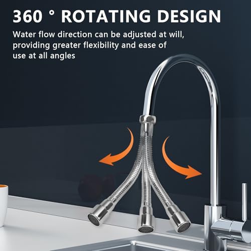 Miniatura 4 de Vzxzxe Alargador De Grifo De 20 Cm, Función Giratoria De 360 , A Prueba De Explosiones E Inoxidable, Adecuado Para Extensiones De Grifo De Baño Y Cocina
