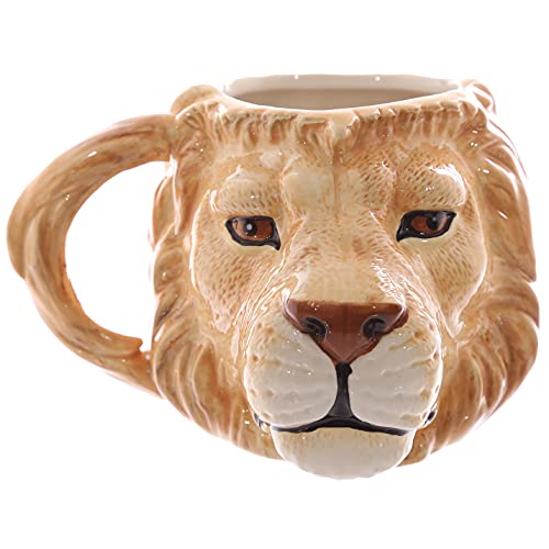 Puckator MUG212 Mug Design Tête de Lion Céramique Beige/Blanc