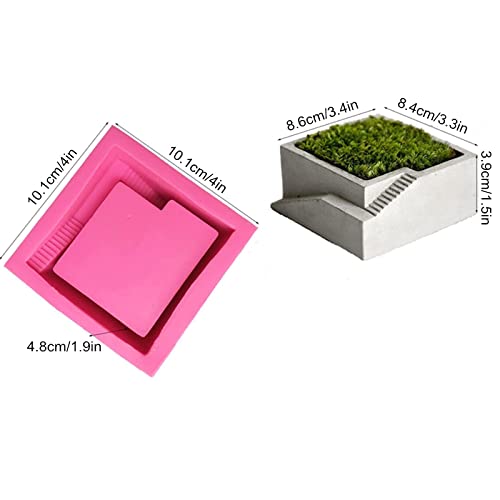 Square Ladder Flower Pot Silicone Mold Concrete Succulent Planter Mold Cement Polymer Clay Gypsum Mould Home Garden Decor #TOP1