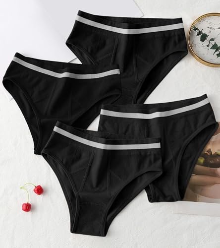 Image of Eiggam Women's Cotton Bikini Panties,High-Cut Full Coverage Stretch Cool Underwear for Women