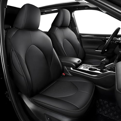 AOMSAZTO Custom Fit Car Seat Cover for Toyota Grand Highlander 2024 2025 2026 - (Three-Rows 8 Seats,Second Row 40/60 Split) Faux Leather Black