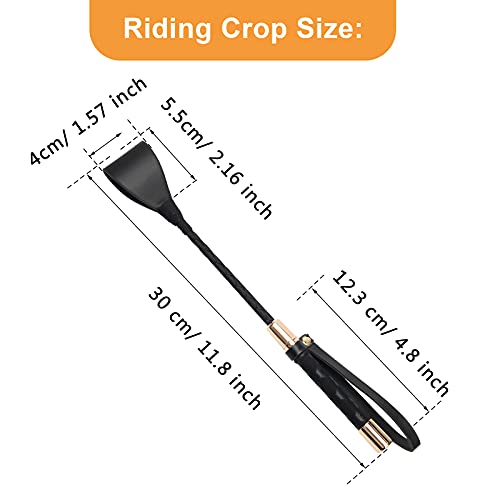 Zhichengbosi Reitgerte aus Kunstleder, mit rutschfestem Gel-Griff, 30 cm, Schwarz