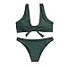 Produktbild Aiserkly Beachwear Zweiteilige Badeanzug Sexy Bikini Sets Damen Geknoteten Gepolsterten Tanga Bikini Mid Waisted Scoop Badeanzug Beach Swimwear X-Armeegrün M