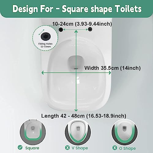 Asiento de inodoro cuadrado de liberación rápida, asientos de inodoro blancos para una fácil limpieza, fácil instalación con fijación superior, bisagras ajustables de 360°, 04A, un color-04A