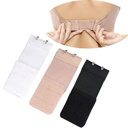 Women's & Girls bra hook extender for women –Save Your Bra Increase Band Length-Bra Extensions-Bra Extender Hook-Bra Hooks for Women (Free-Size) 2 Hooks(White-Skin-black) Pack-of-3-image-5