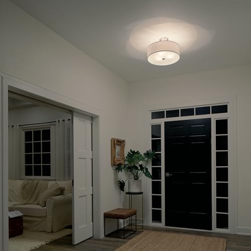 Kichler Shailene 18" Semi Flush Mount Light in Brushed Nickel, 3-Light Round Ceiling Light with Satin Etched White Diffuser, (18" W x 11.25" H), 43692NI by Kichler - Image 7