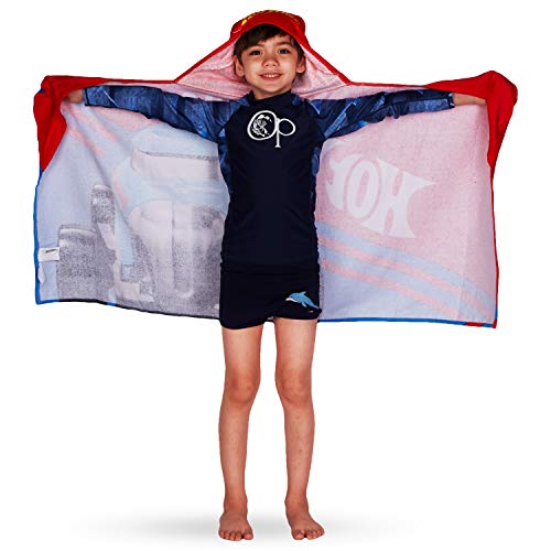 Image of Hot Wheels Soft Cotton Bath /Pool /Beach Terry Hooded Towel Wrap, 24 inch x 50 inch, By Franco Kids