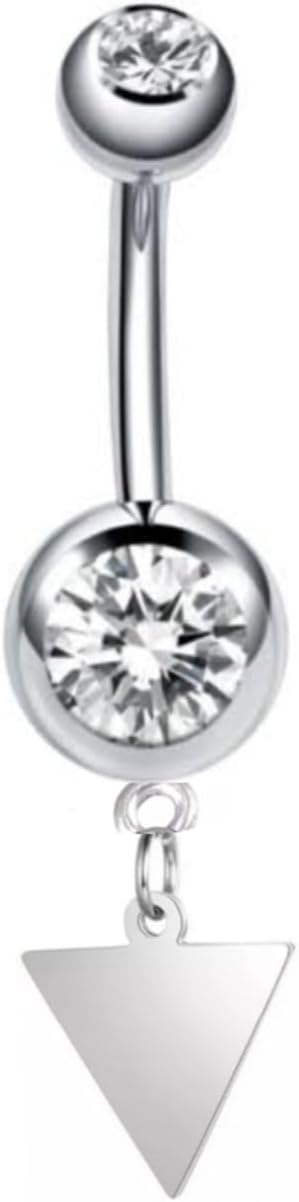 Cerrahi Çelik Üçgen Sallantılı Göbek Piercing, Gümüş