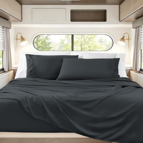 Horbaunal Dark Grey RV Short Queen Sheet Set 4 Pieces
