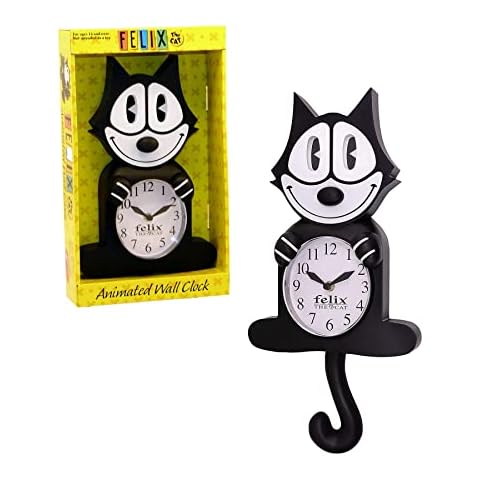 NJ Croce Felix the Cat 3-D Motion Clock,Black; White,40.6 cm Cover