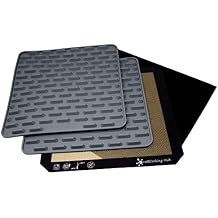 Silicone Roasting Mat and Silicone Baking Mat Combo for Air Fryer Oven - Set of 3 Food Safe, Non-Stick Baking Mat and Silicone Roasting Racks with Bonus Non-Stick Oven Liner