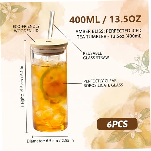 Vasos con tapa y popote de vidrio de borosilicato duradero con acabado cristalino premium 5